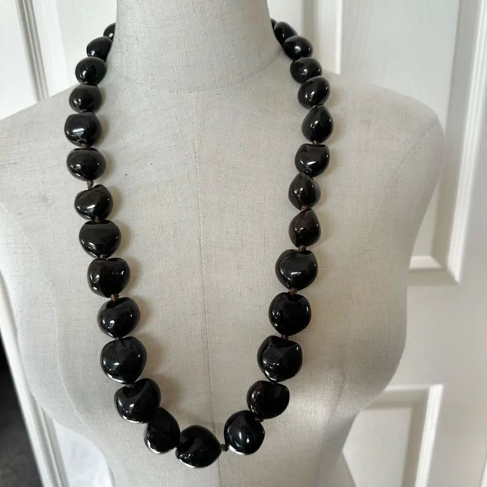 Hawaiian brown kukui nut long necklace